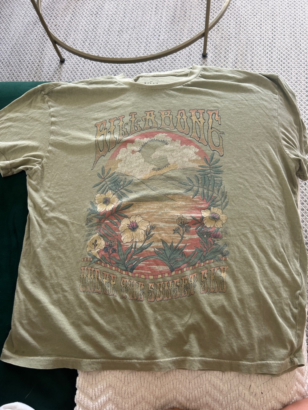 Billabong Olive Graphic Sunset Floral Short Sleeve Tee